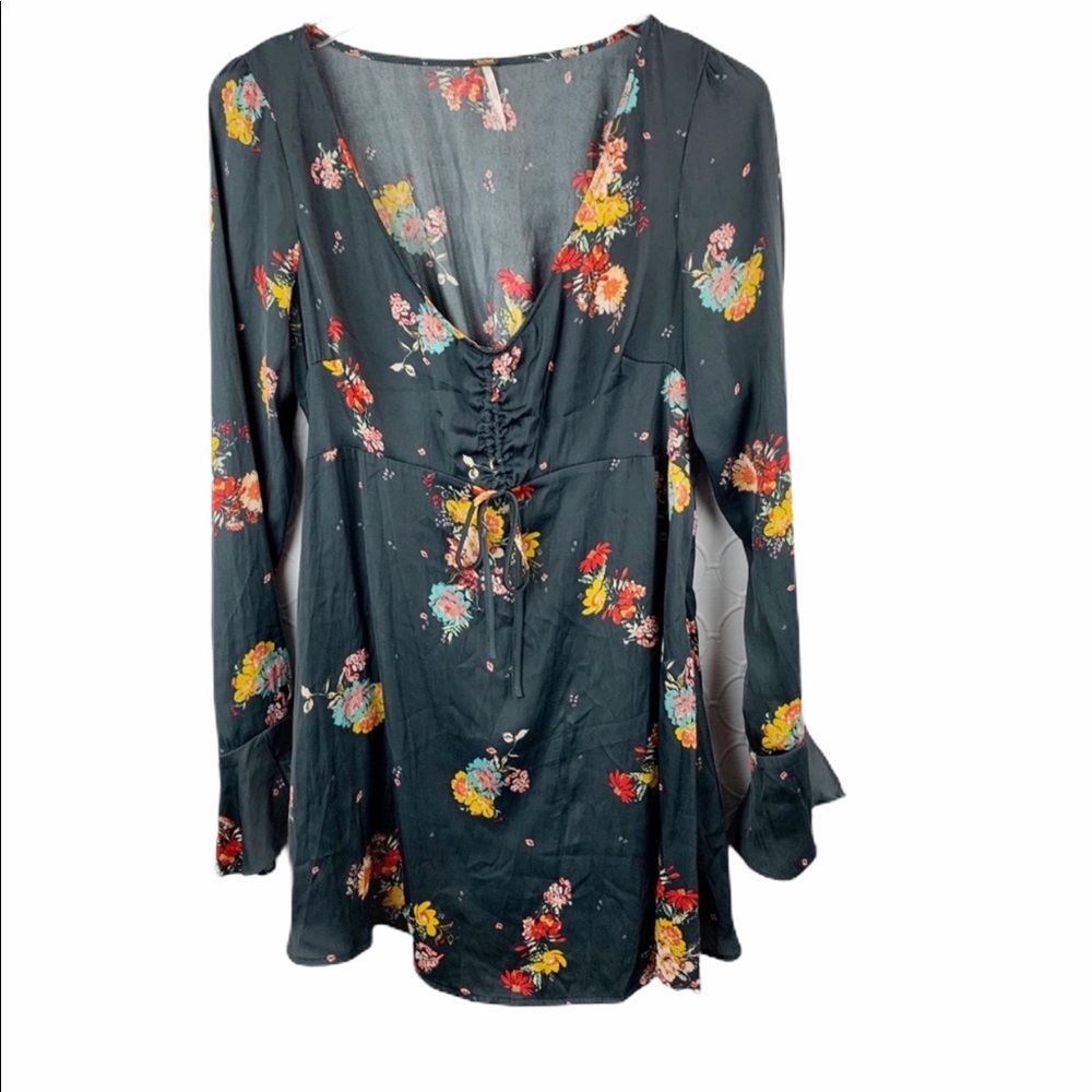 Free People Floral Babydoll Drop Waist Boho Dress Small